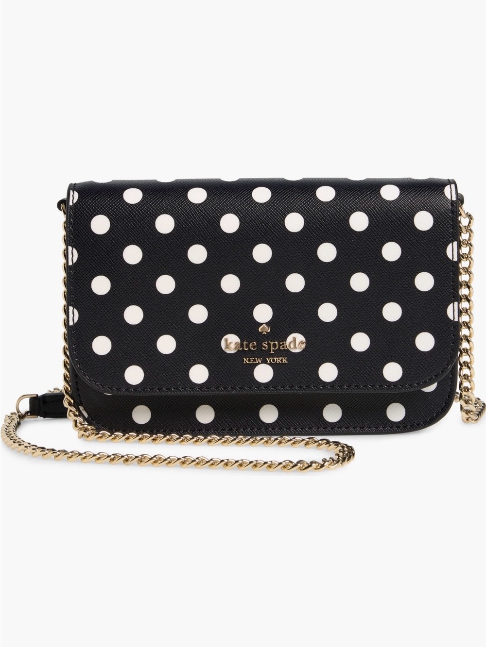Kate Spade Cheers Charming Dot Black & White Polka Dot Leather Crossbody, NWT
